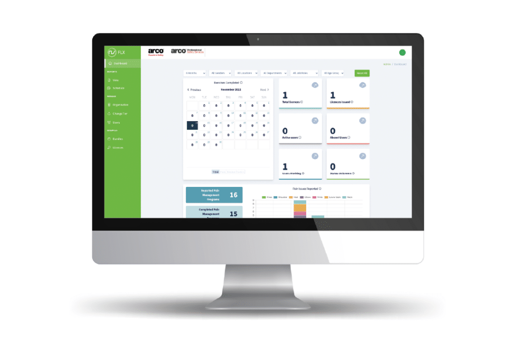 FLX Health App Dashboard on Computer