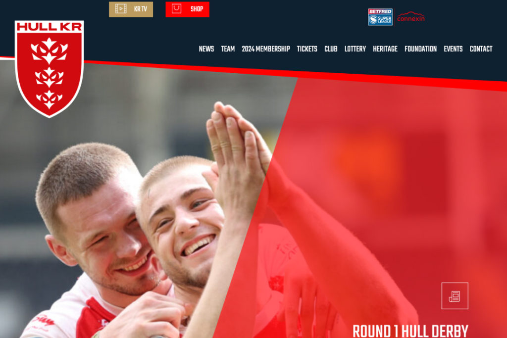 Screenshot of Hull KR website homepage
